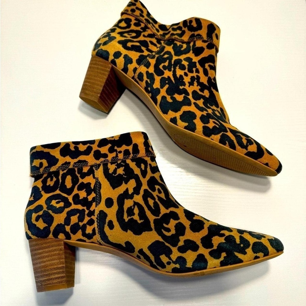 Lucky Brand Zaprika Leopard Animal Print Bootie Short Ankle Boots Brown 9.5M